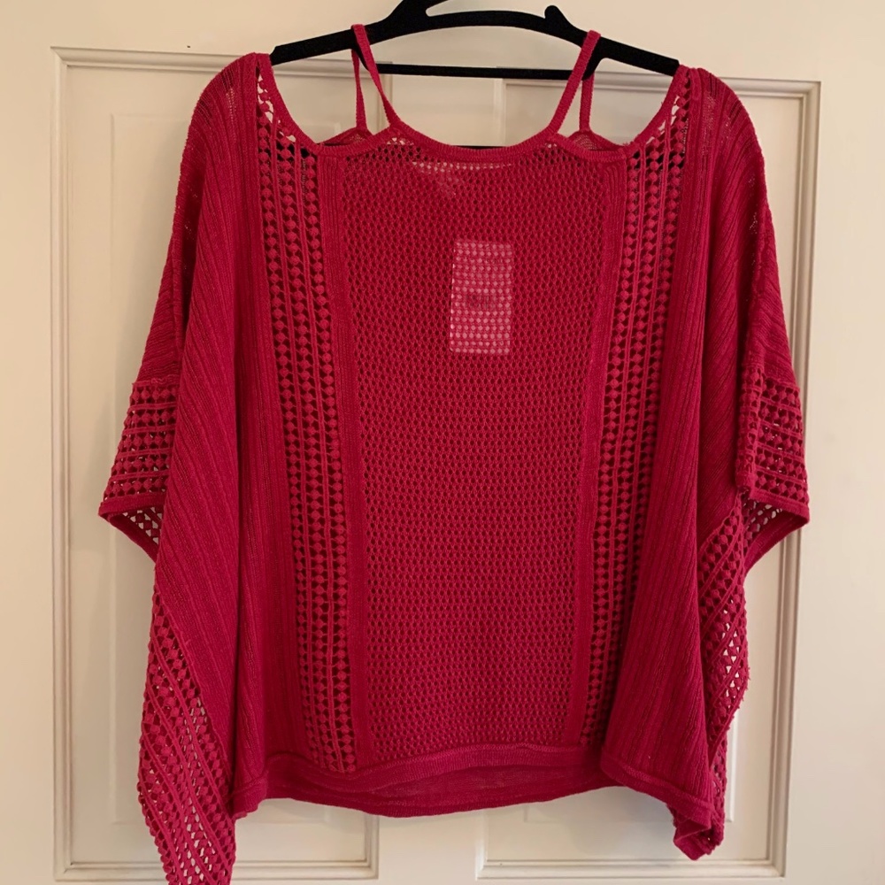 Free People Open Shoulder Top in Raspberry - Picture 5 of 5